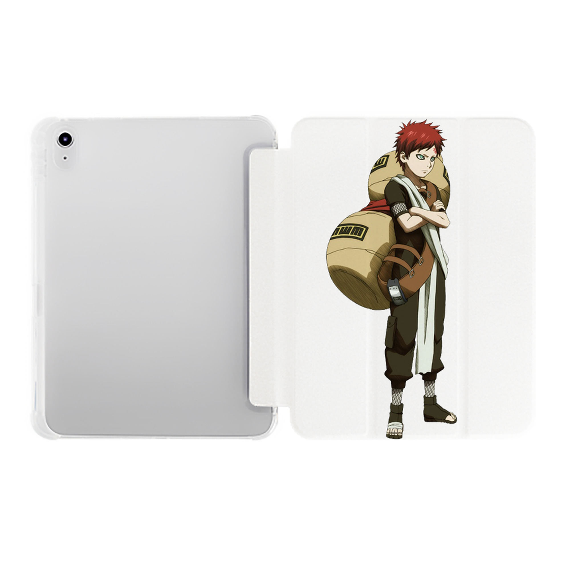 （画像用） NARUTO -ナルト- ガアラ Gaara IPad ケース ペン収納付き 三つ折りスタンド PUレザー×シリコン 対応機種9.5/10.5/10.9インチ